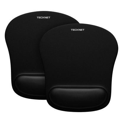TECKNET 2 Pack Gaming Ergonomic Mouse Pad with Wrist Support Black