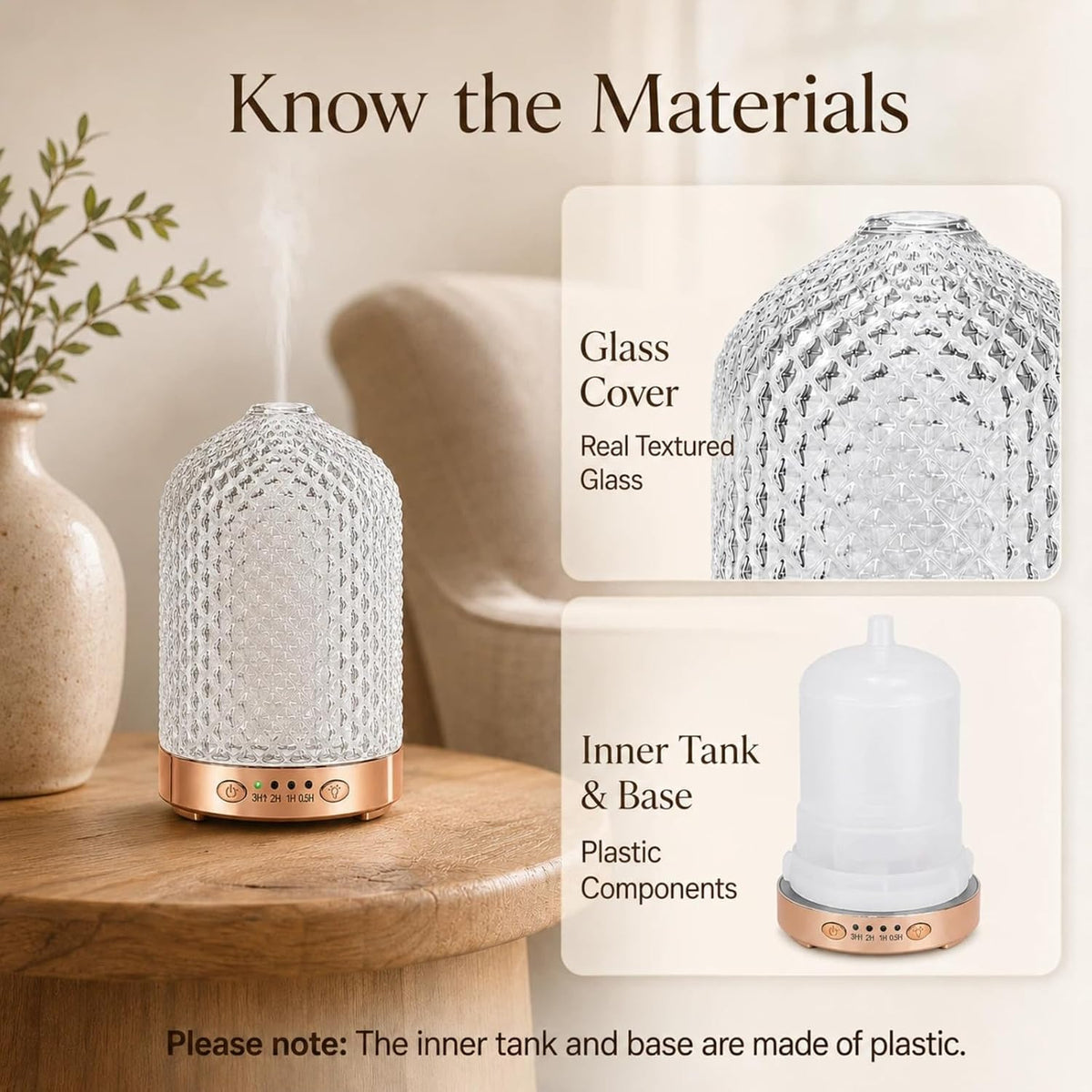 Essential Oil Diffuser for Home, 120 ml Glass Aromatherapy Diffuser