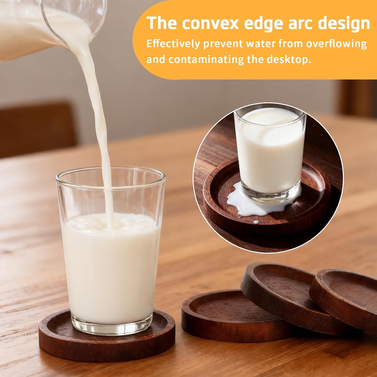 Wood Coasters Set of 4 for Drinks with Holder for Table Decor