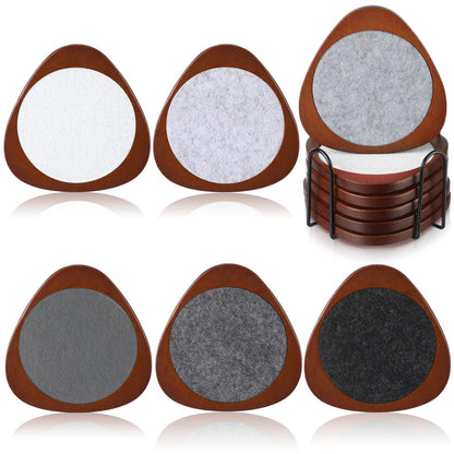 Newtay 6 Pcs Mid Century Modern Coasters Wood Absorbent Coaster, Colorful