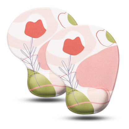 JIKIOU Ergonomic Mouse Pad with Gel Wrist Rest 2 Pack, Portable Small Black