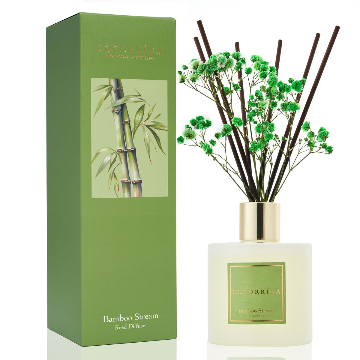 Cocorrína Reed Diffuser Set, Clean Linen 6.7 fl oz Scented Diffuser with Sticks Home Fragrance Reed Diffuser for Bathroom Shelf Décor