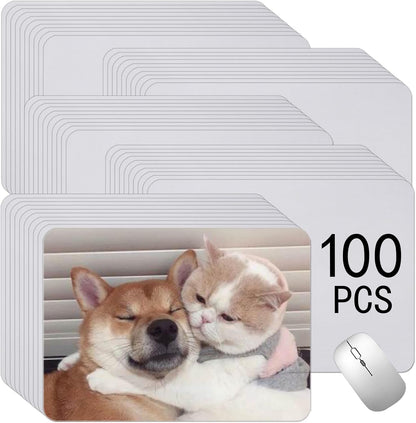 100 PCS White Mouse Pad for Heat Transfer, Bulk Mousepad for Heat Press Printing Crafts Custom Photos Non Slip Bottom 24x20x0.2CM