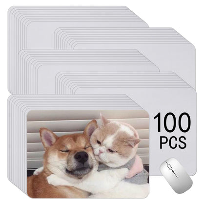 100 PCS White Mouse Pad for Heat Transfer, Bulk Mousepad for Heat Press Printing Crafts Custom Photos Non Slip Bottom 24x20x0.2CM