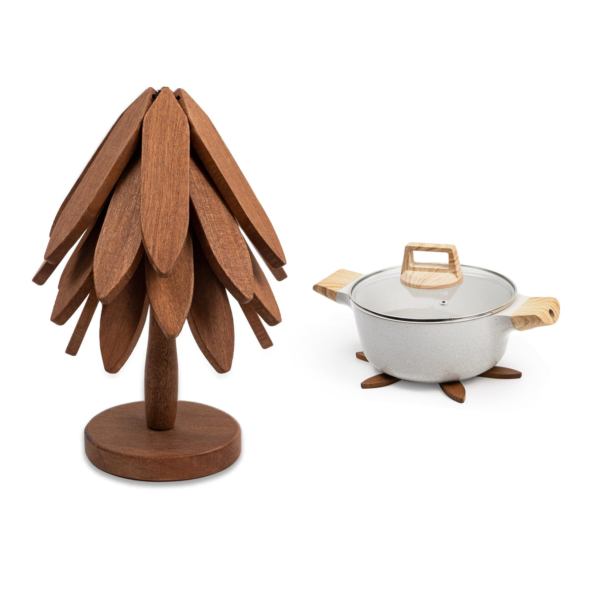 Yuoyar Wooden Tree-Shaped Coasters Set for Coffee Table, Kitchen