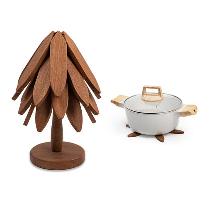 Yuoyar Wooden Tree-Shaped Coasters Set for Coffee Table, Kitchen