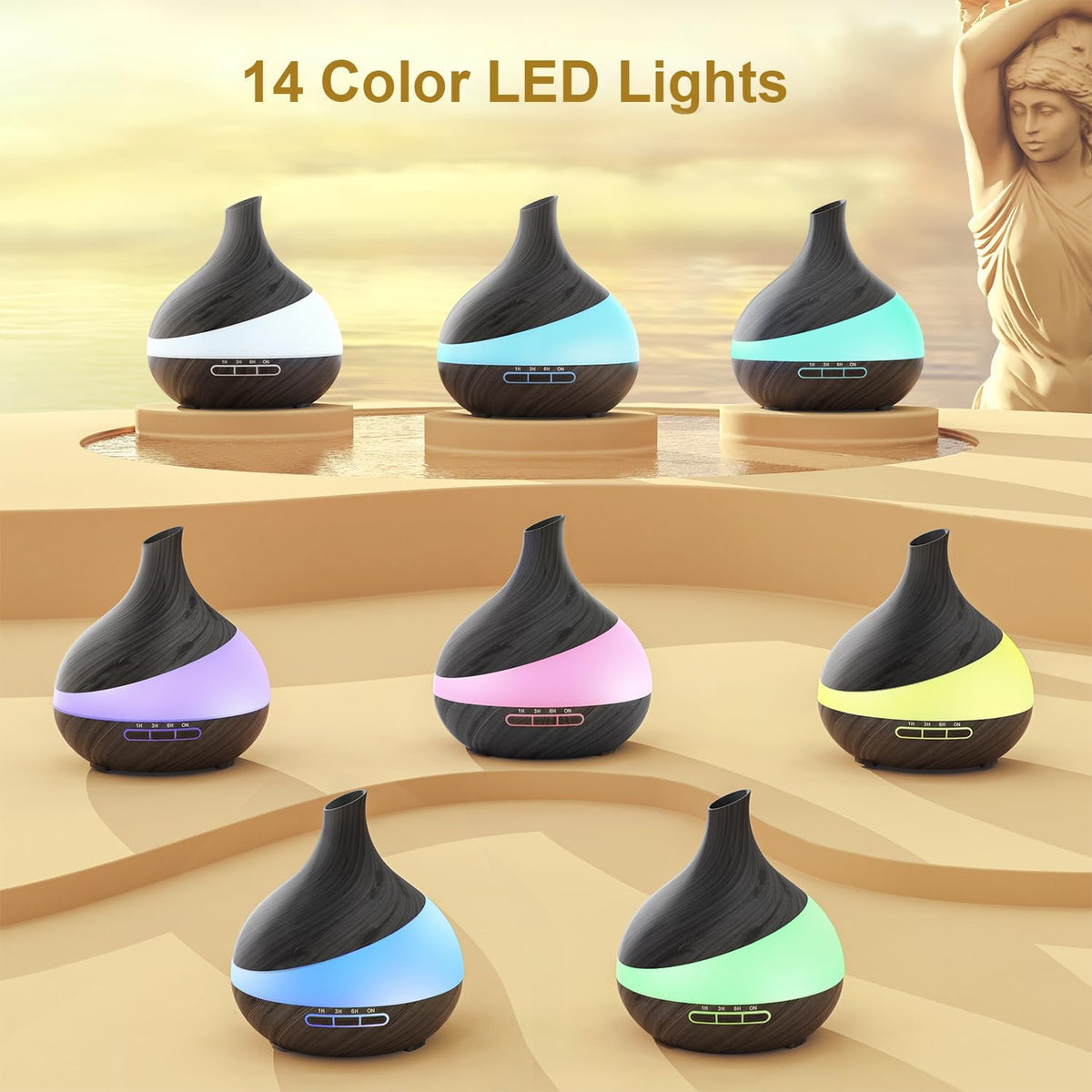 HJTHJT 500ML Essential Oil Diffuser for Home: 14 Color LED, Remote Control