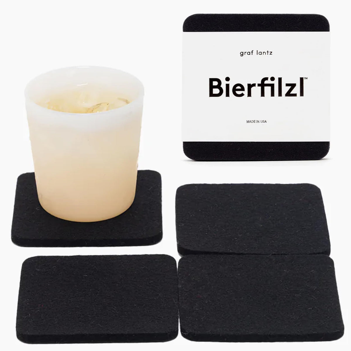 Graf Lantz - Bierfilzl Merino Wool Round Coasters Set of 4 - Heather White (4" Circles) - Absorbs 30% of Weight, German Wool - Heat Resistant, Sustainable, & Reusable - Home Decor & Coffee Table Decor
