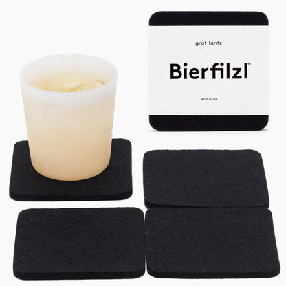 Graf Lantz - Bierfilzl Merino Wool Round Coasters Set of 4 - Heather White (4" Circles) - Absorbs 30% of Weight, German Wool - Heat Resistant, Sustainable, & Reusable - Home Decor & Coffee Table Decor