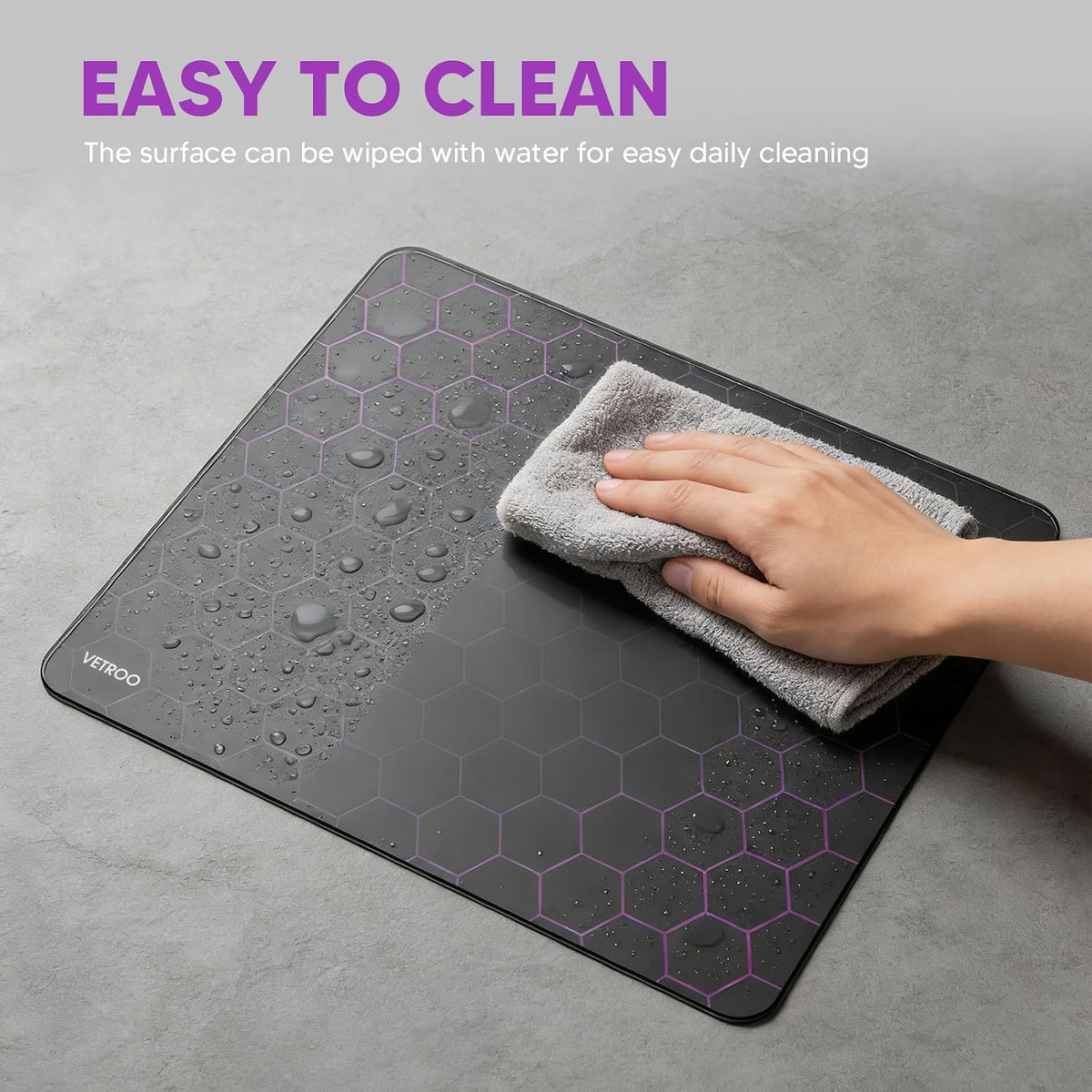 Vetroo Black GMP300 Tempered Glass Gaming Mouse Pad
