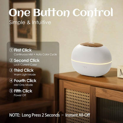 Soulorigin 100ml Mini Essential Oil Diffuser, Portable Aromatherapy Diffuser with Warm Light, One-Button Control, Auto Shut-Off, Quiet Ultrasonic Mist for Home, Travel, Yoga, Meditation (White)