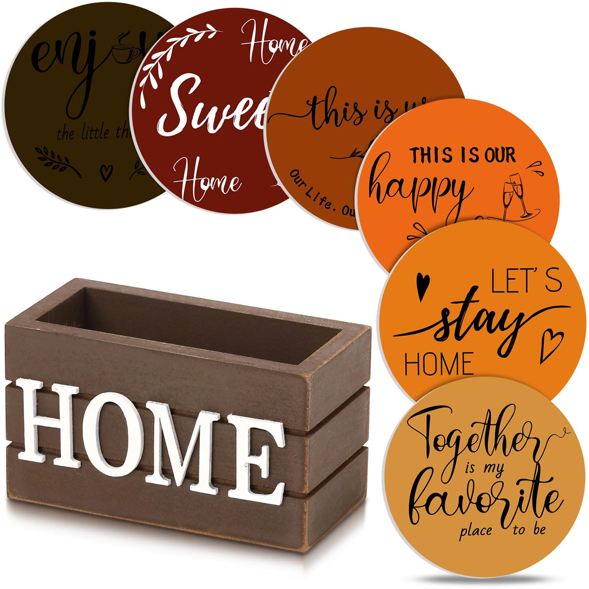 Queekay House Warming Gifts New Home Farmhouse Coasters Set of 6, Mixed
