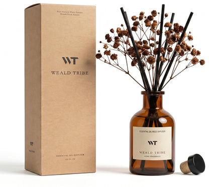 WEALD TRIBE Flower Reed Diffuser Set Eucalyptus & Lavender Scent for Room Bathroom Accessories Shelf Decor & Air Fresheners, Sticks Defusers with 4.0 fl oz Home Fragrance Oils, Office Gift