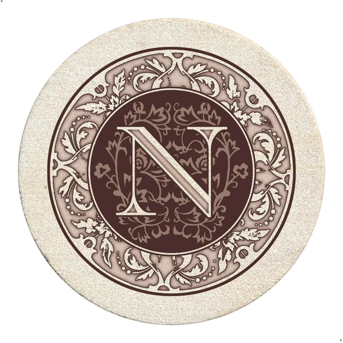 Thirstystone Monogram Round Natural Sandstone Coaster 4 Pack (Letter B)