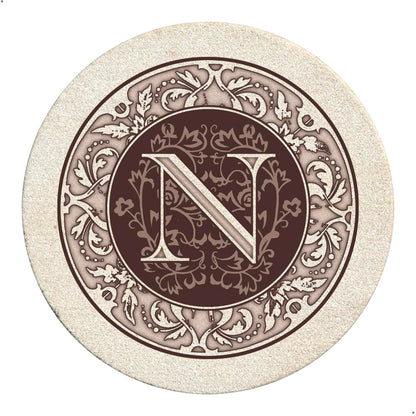 Thirstystone Monogram Round Natural Sandstone Coaster 4 Pack (Letter B)