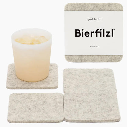 Graf Lantz - Bierfilzl Merino Wool Round Coasters Set of 4 - Heather White (4" Circles) - Absorbs 30% of Weight, German Wool - Heat Resistant, Sustainable, & Reusable - Home Decor & Coffee Table Decor