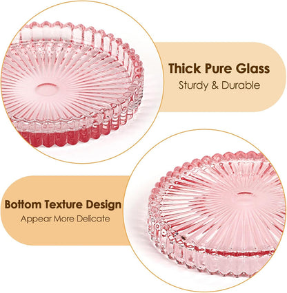 Modern Clear Coaster Set of 5- Glass Coasters for Drinks, Clear Pink