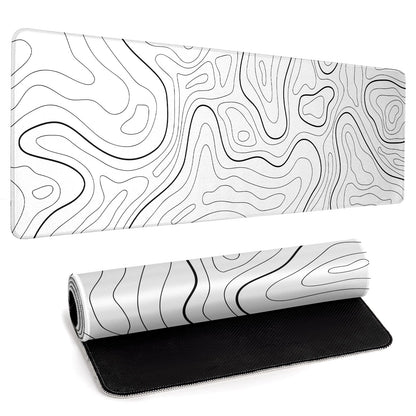 Large Topographic Map Gaming Mouse Pad for Desk Black Desk Pad with Non-Slip Rubber Base Stitched Edge Desk Organizers and Accessories Desk Decor