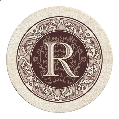 Thirstystone Monogram Round Natural Sandstone Coaster 4 Pack (Letter B)