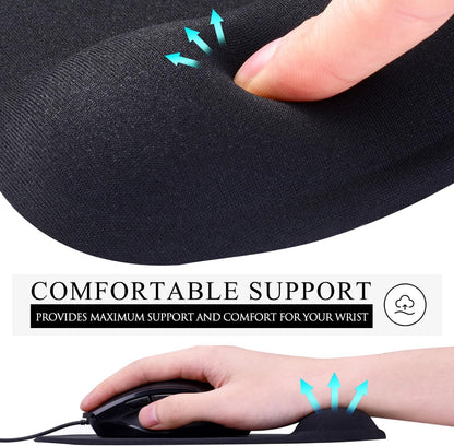 JIKIOU Ergonomic Mouse Pad with Gel Wrist Rest 2 Pack, Portable Small Black