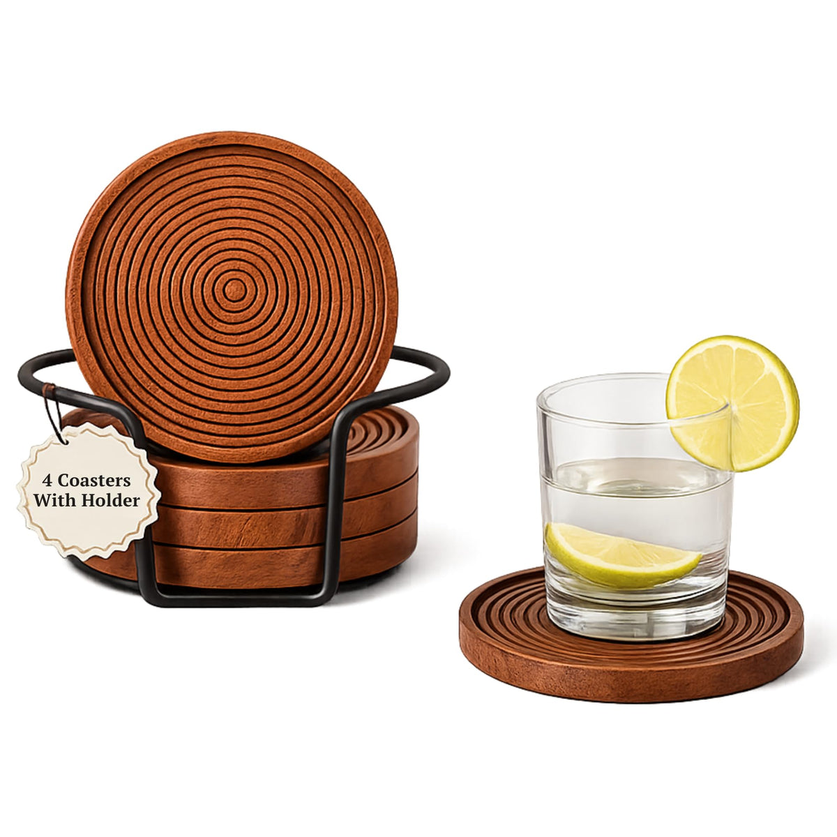 Folkulture Cute Fall Coasters, Set of 4, Non Slip, Easy to Clean - 4 Inch
