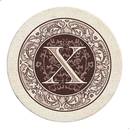 Thirstystone Monogram Round Natural Sandstone Coaster 4 Pack (Letter B)