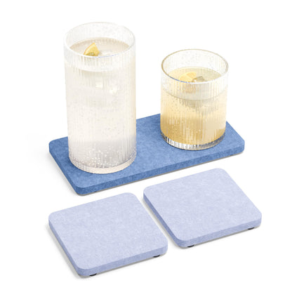Fluxynara Felt Coasters with Holder, Set of 8 for Drinks, Sage