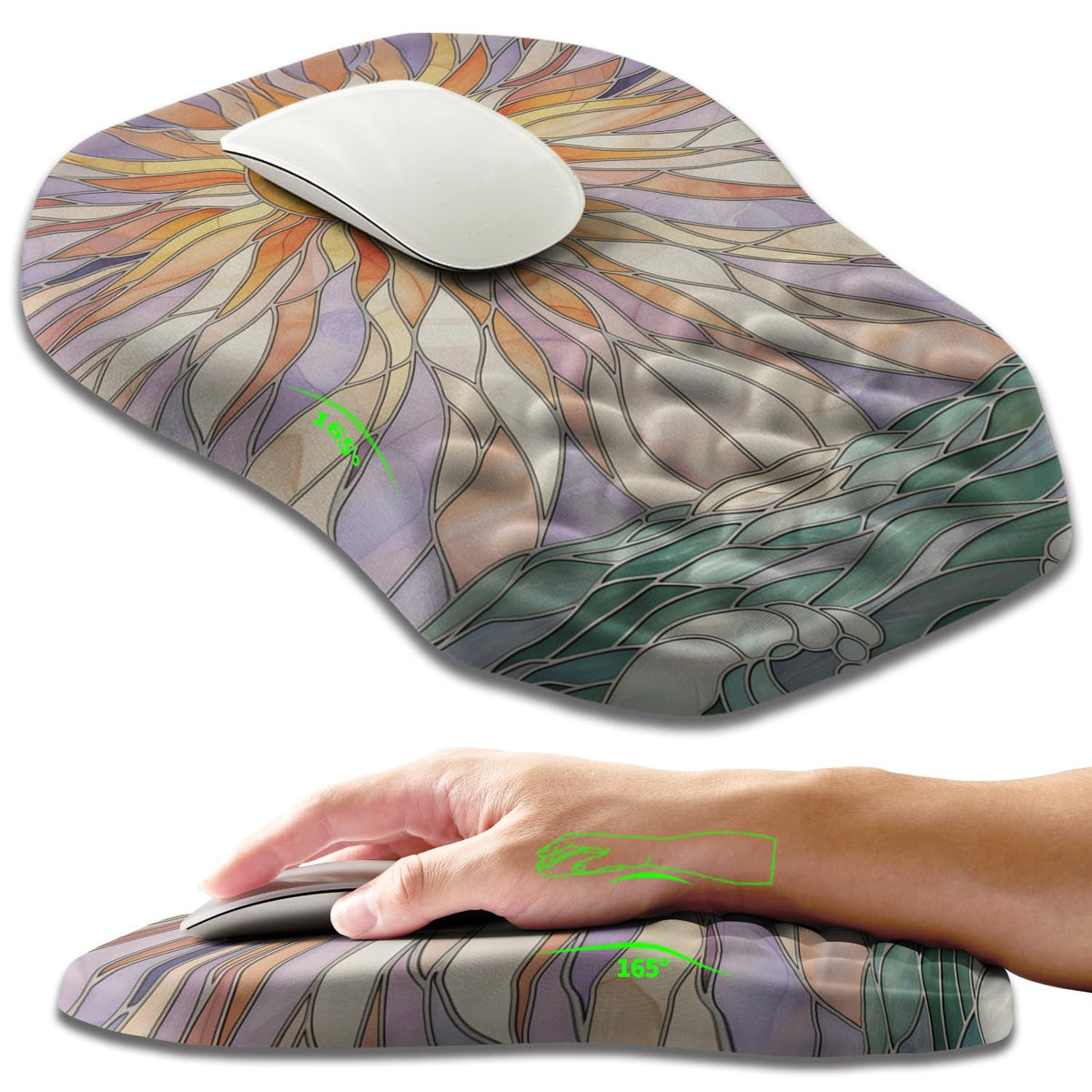 Ergonomic Slope Mouse Pad Wrist Support, Wrist Rest Mousepad for Carpal Tunnel Pain Relief with Massage Bulge and Slow Rebound Memory Foam (12x8 inch, Black)