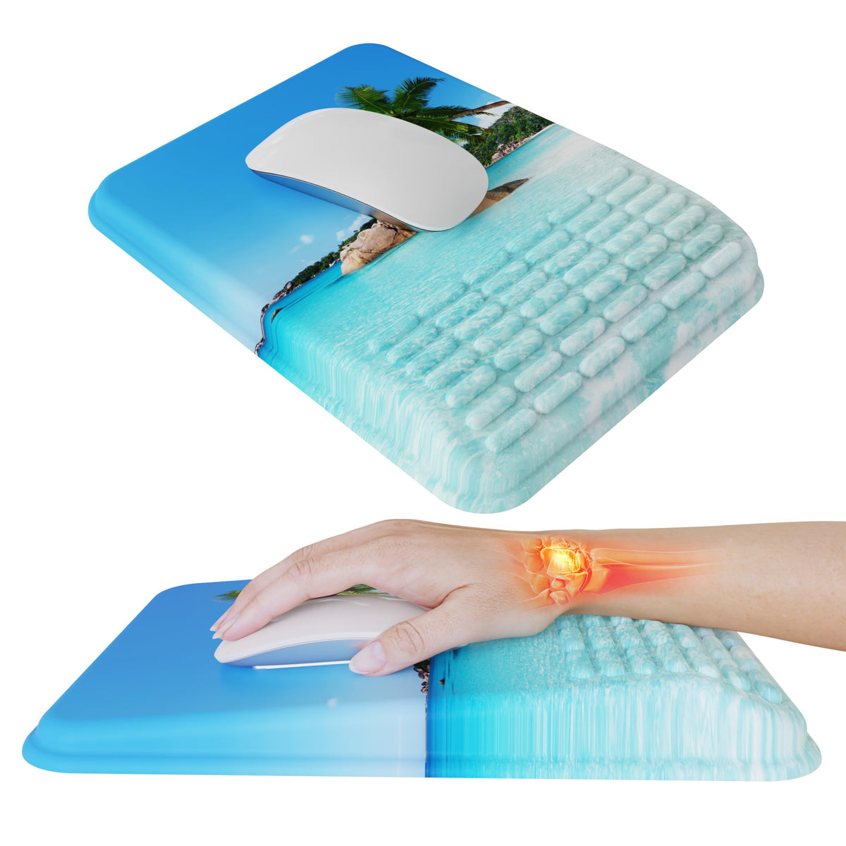 MEKASS Ergonomic Mouse Pad with Wrist Rest Support for Pain Relief (Black)