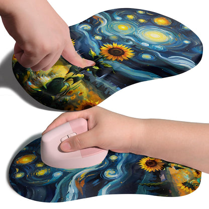 Ergonomic Joint Wrist Support Mouse Pad with Memory Foam Cushion Massage Bump, Carpal Tunnel Pain Relief Mousepad Slope Design for Wrist Rest, 11.8x7.9 in, Black