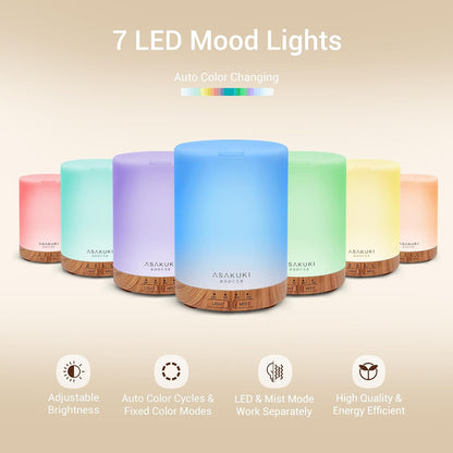 ASAKUKI Essential Oil Diffuser for Home 300 ml Quiet