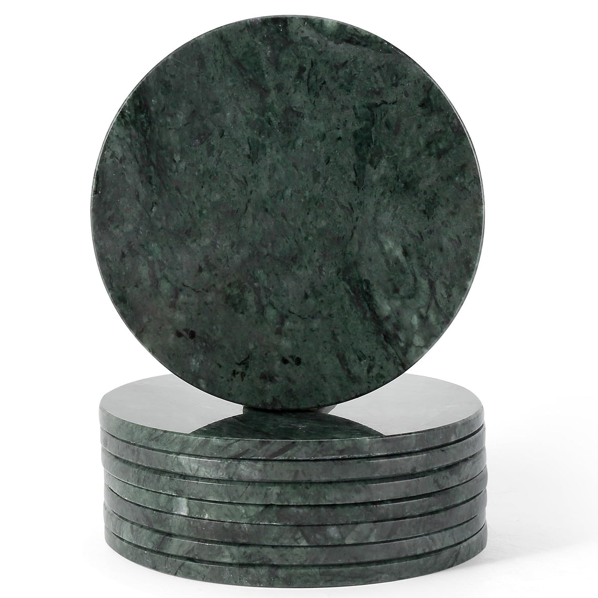 Koville Marble Coaster Set of 4, Round White Coasters, 4" Cup Coasters for Drinks, Heat Resistant Coaster for Coffee Table Home Office Bar Decor(Namib Fantasy)