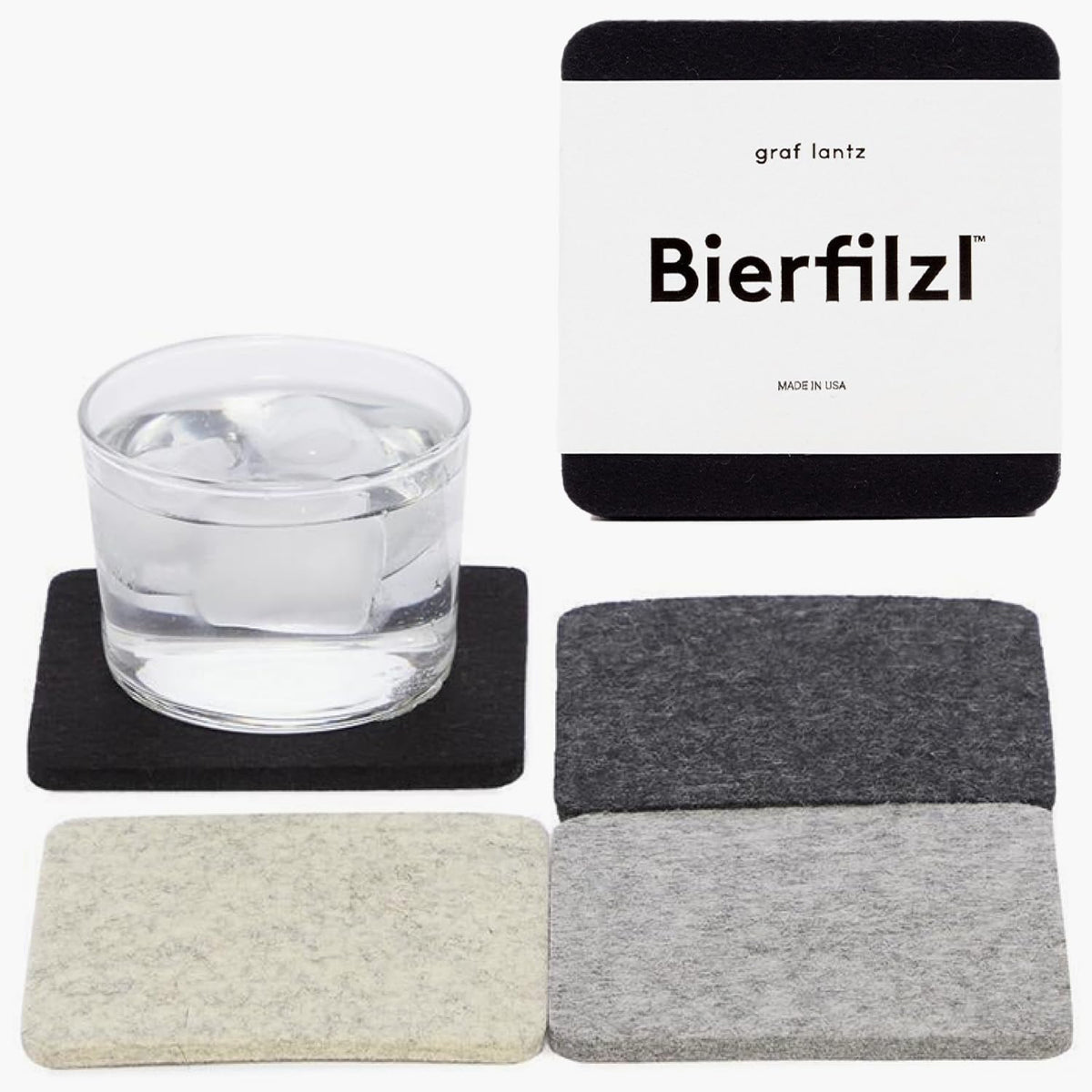 Graf Lantz - Bierfilzl Merino Wool Round Coasters Set of 4 - Heather White (4" Circles) - Absorbs 30% of Weight, German Wool - Heat Resistant, Sustainable, & Reusable - Home Decor & Coffee Table Decor