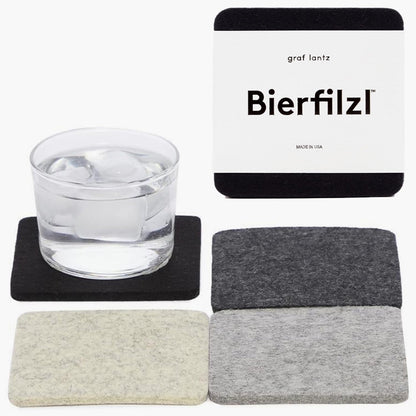 Graf Lantz - Bierfilzl Merino Wool Round Coasters Set of 4 - Heather White (4" Circles) - Absorbs 30% of Weight, German Wool - Heat Resistant, Sustainable, & Reusable - Home Decor & Coffee Table Decor
