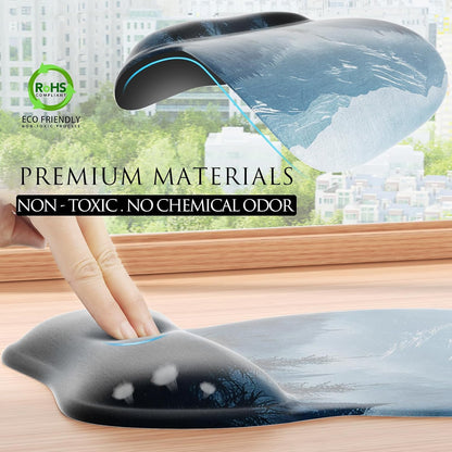 MROCO Ergonomic Mouse Pad with Gel Wrist Rest, 9.4 x 8.1 in, Cloud Forest