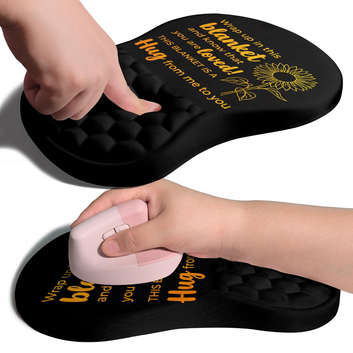 Ergonomic Joint Wrist Support Mouse Pad with Memory Foam Cushion Massage Bump, Carpal Tunnel Pain Relief Mousepad Slope Design for Wrist Rest, 11.8x7.9 in, Black