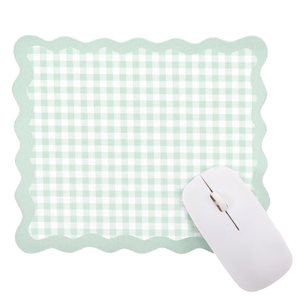 Sabary Brown Scalloped Gingham Mouse Pad 9x7.9 Inch