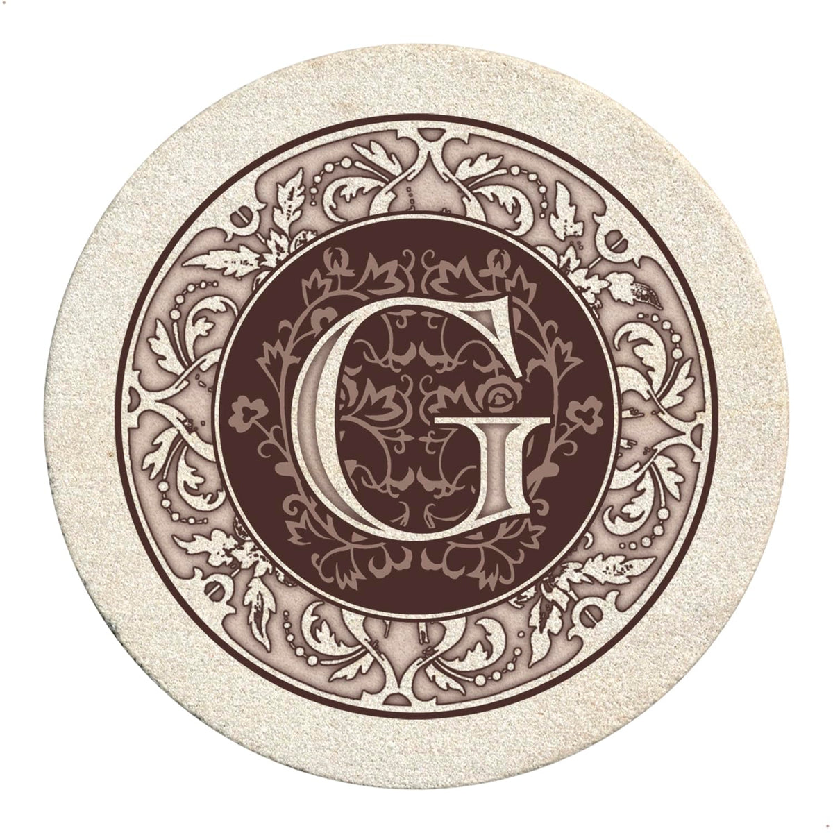 Thirstystone Monogram Round Natural Sandstone Coaster 4 Pack (Letter B)