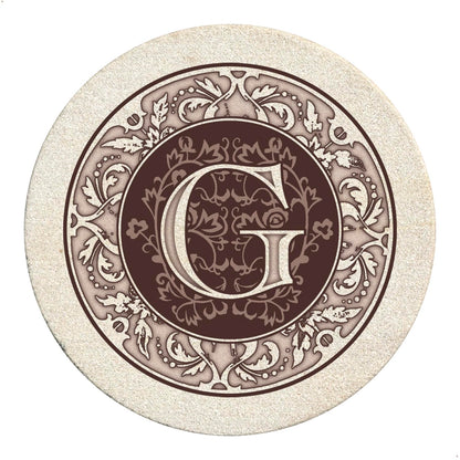 Thirstystone Monogram Round Natural Sandstone Coaster 4 Pack (Letter B)
