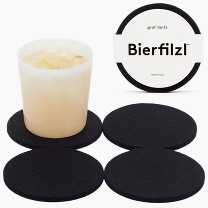 Graf Lantz - Bierfilzl Merino Wool Round Coasters Set of 4 - Heather White (4" Circles) - Absorbs 30% of Weight, German Wool - Heat Resistant, Sustainable, & Reusable - Home Decor & Coffee Table Decor