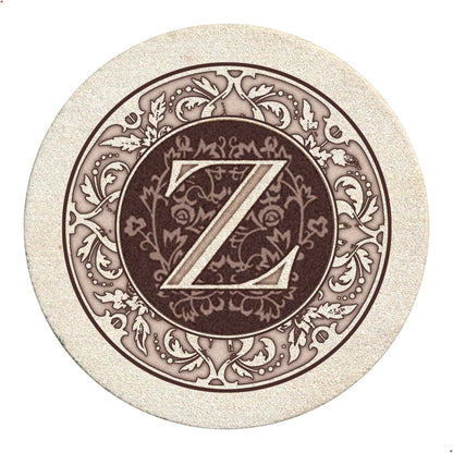 Thirstystone Monogram Round Natural Sandstone Coaster 4 Pack (Letter B)