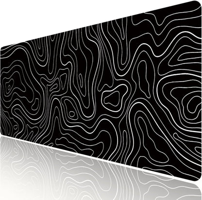 HGWALP Black Topographic Large Gaming Mouse Pad Extended XXL(900 * 400 * 3MM) Mouse Mat Long Desk Pad with Stitched Edges for Keyboard Home Office Gaming Work Big Desk Mat