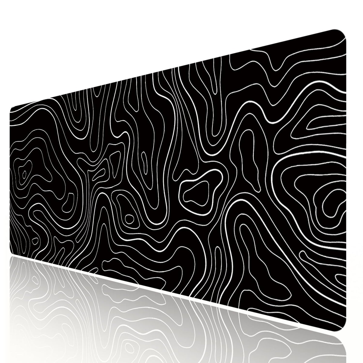 HGWALP Black Topographic Large Gaming Mouse Pad Extended XXL(900 * 400 * 3MM) Mouse Mat Long Desk Pad with Stitched Edges for Keyboard Home Office Gaming Work Big Desk Mat