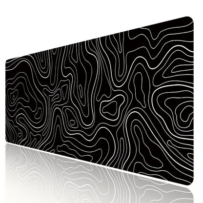 HGWALP Black Topographic Large Gaming Mouse Pad Extended XXL(900 * 400 * 3MM) Mouse Mat Long Desk Pad with Stitched Edges for Keyboard Home Office Gaming Work Big Desk Mat