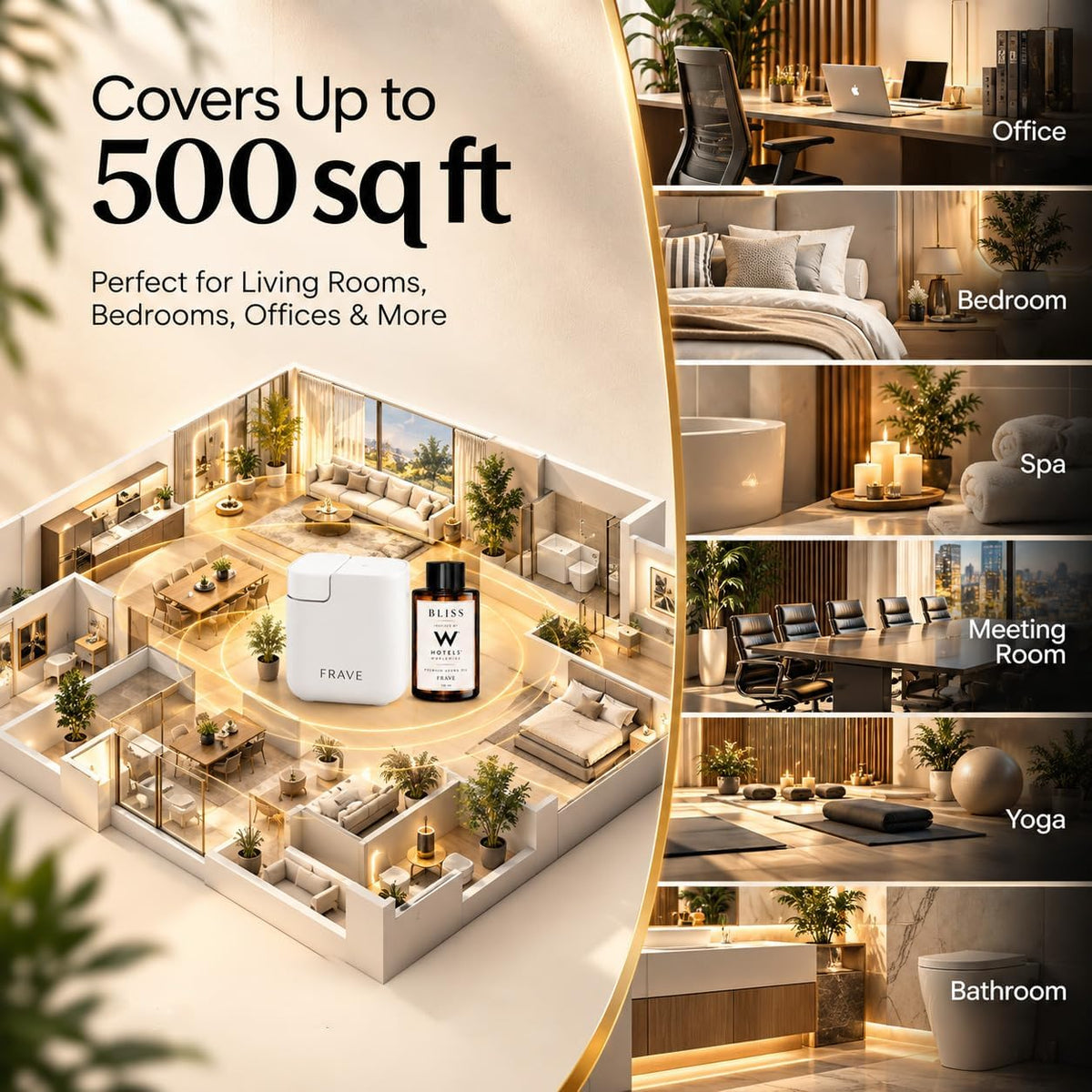 Air Lux Diffuser with Aroma Oil, Plug-in Waterless Essential Oil Diffuser, Smart Bluetooth App Control, Covers Up to 500 sq ft, 60ml Capacity, Cold Air Scent Technology, White