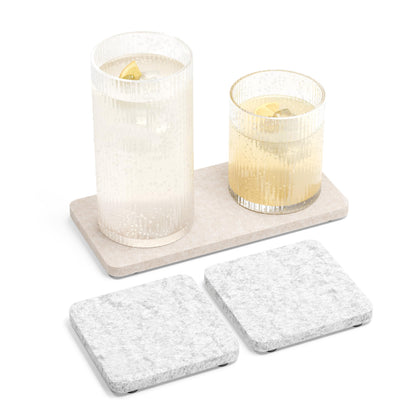Fluxynara Felt Coasters with Holder, Set of 8 for Drinks, Sage