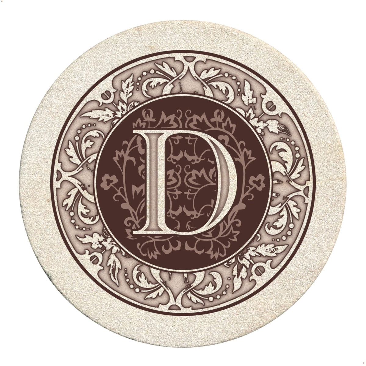 Thirstystone Monogram Round Natural Sandstone Coaster 4 Pack (Letter B)