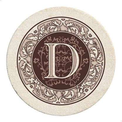 Thirstystone Monogram Round Natural Sandstone Coaster 4 Pack (Letter B)