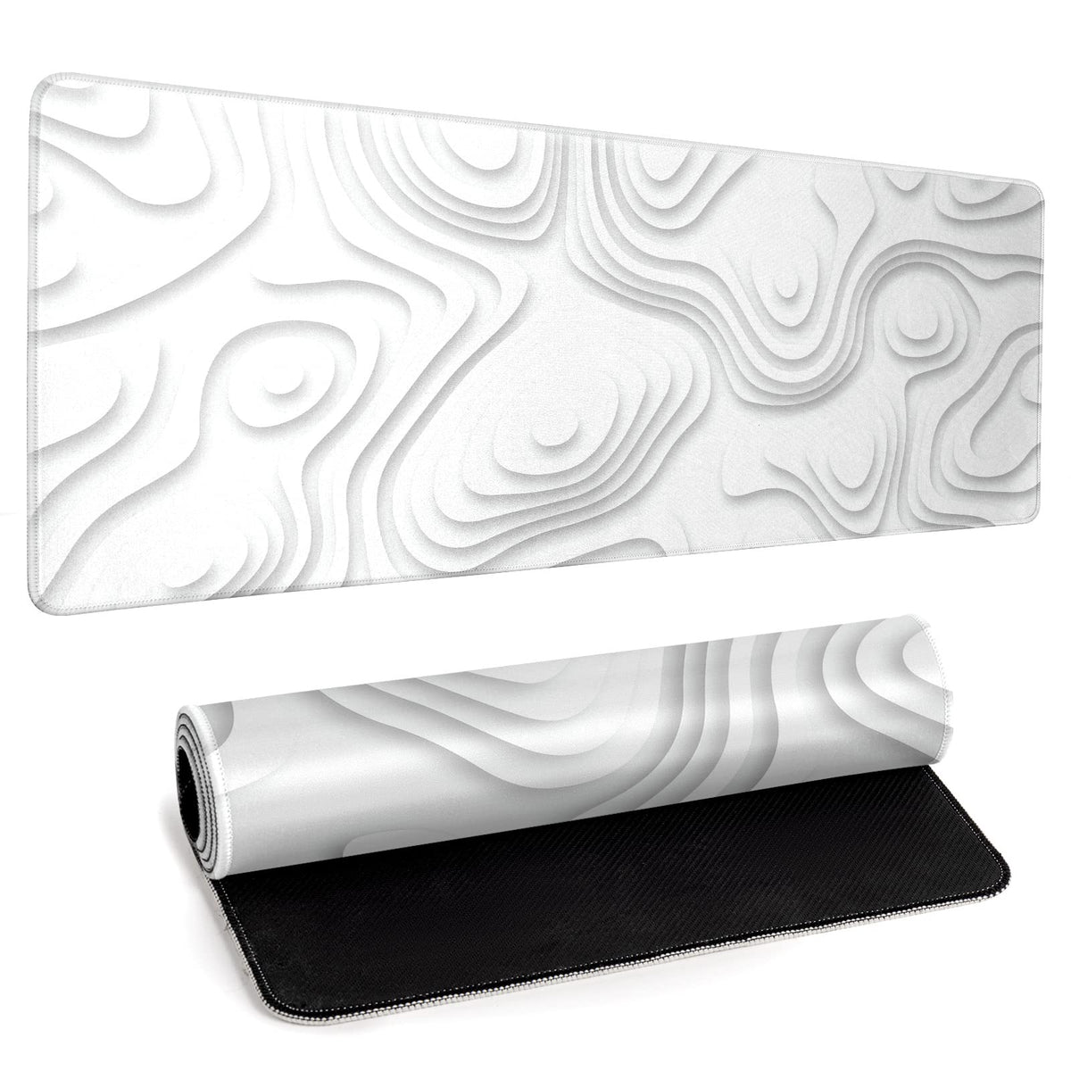 Large Topographic Map Gaming Mouse Pad for Desk Black Desk Pad with Non-Slip Rubber Base Stitched Edge Desk Organizers and Accessories Desk Decor