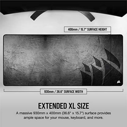 Corsair MM350 PRO Extended XL Premium Spill-Proof Cloth Gaming Mouse Pad – 36.6” Width x 15.7” Height Surface – Black/Gray